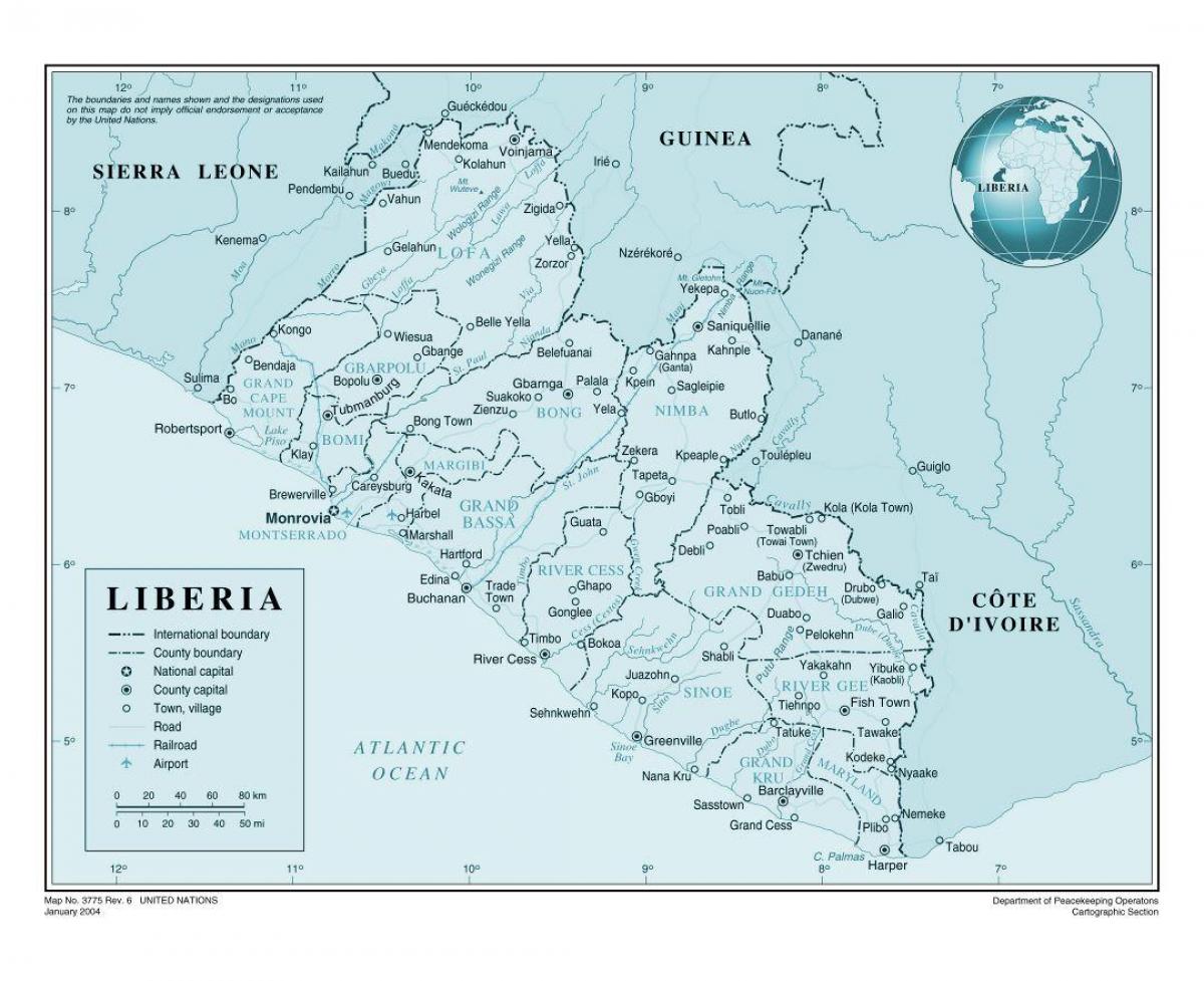 χάρτης της Λιβερίας αεροδρόμιο