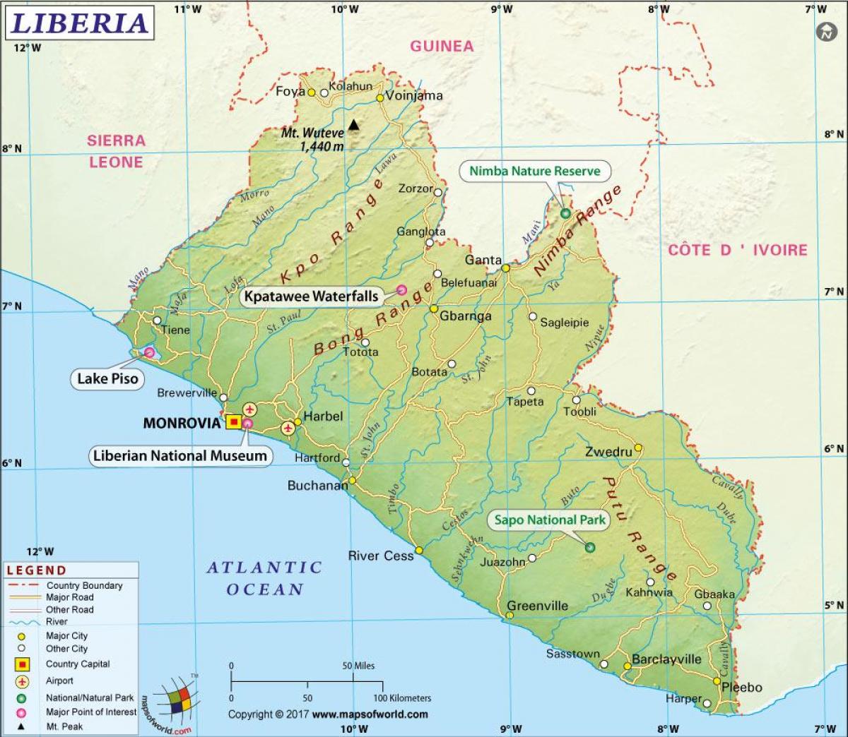 ο χάρτης της Λιβερίας