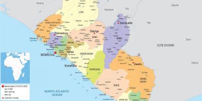 Χάρτης της ανάληψης ο πολιτικός χάρτης της Λιβερίας